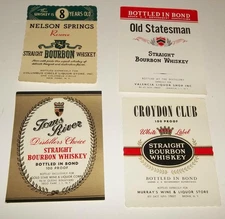 Vintage Private Label Kentucky Straight Bourbon Whiskey Bottle Labels 4  NOS