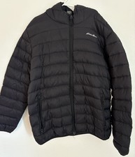 Black Eddie Bauer Hooded Down Puffy Jacket Kids Large