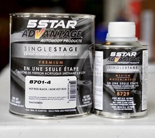 5 Star Advantage Hot Rod Black Single Stage Urethane Auto Paint QUART Kit!