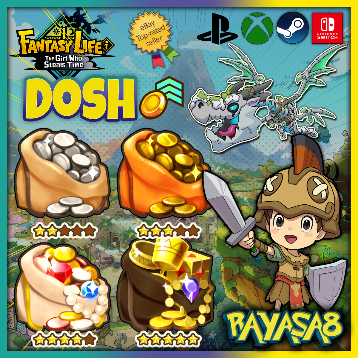 Fantasy Life i Dosh Pack 💰 Fast Delivery! Earn Gold Instantly