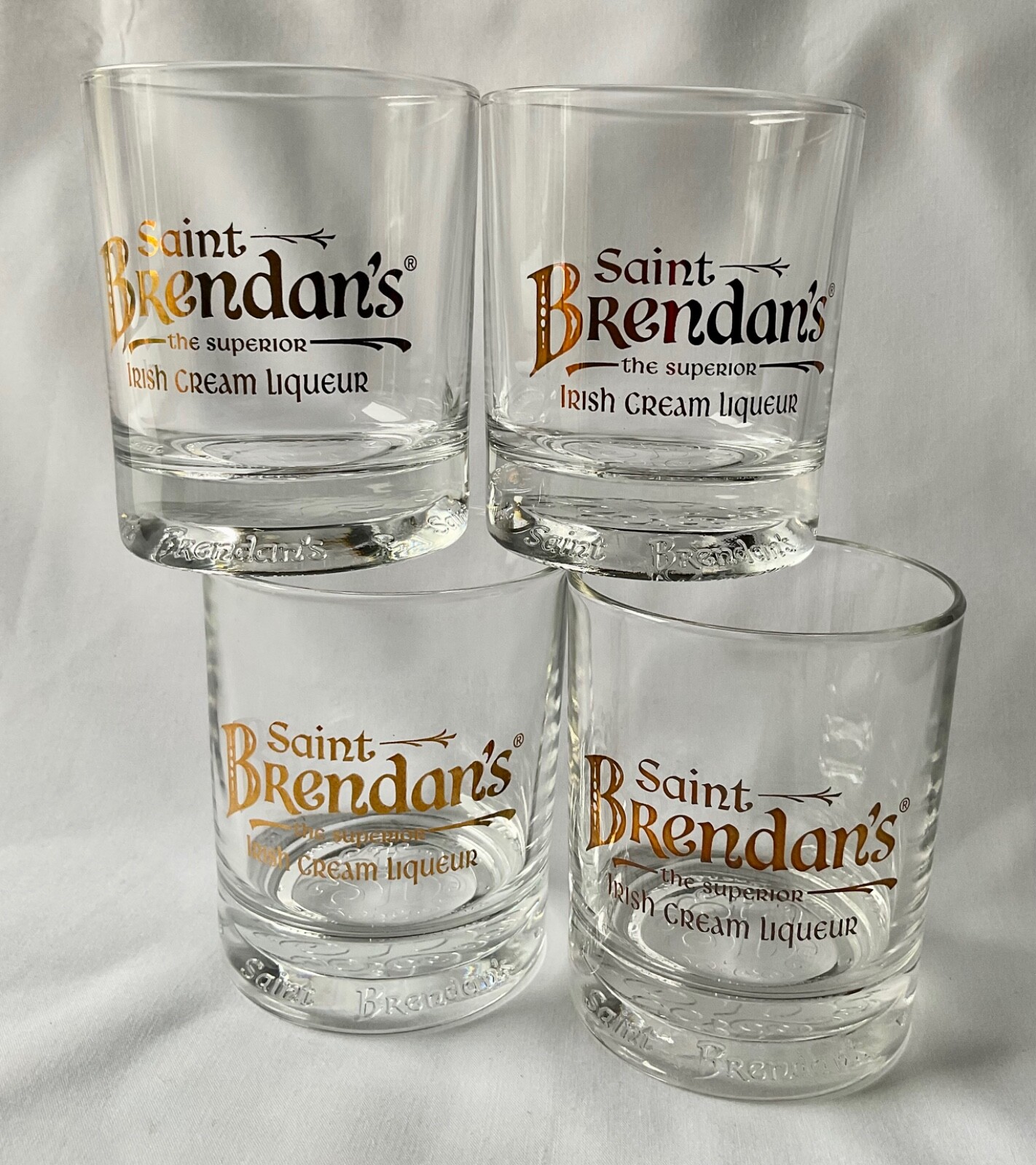 Saint Brendan's Clear Whisky Rock Glass the Irish Cream Liqueur Gold Set of 4 eBay