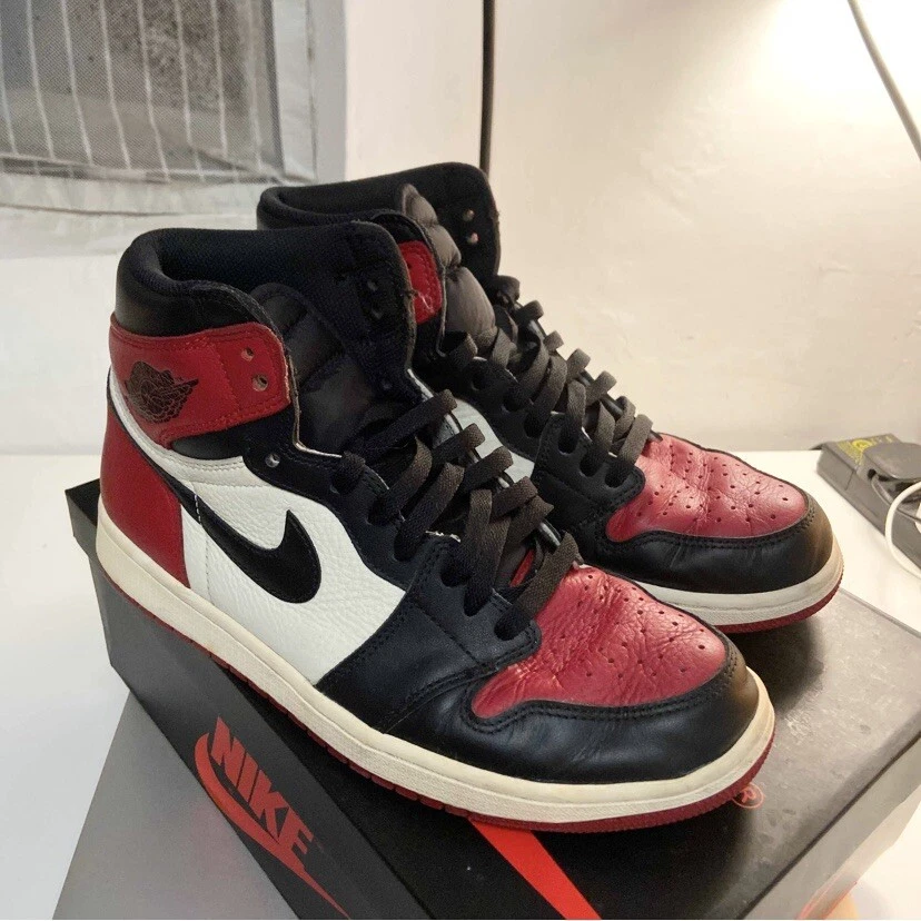 Jordan 1 bred hotsell toe size 10