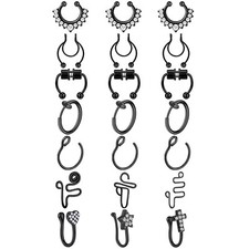 21PCS Fake Nose Rings Hoop Stainless Steel Fake Septum Ring Non-Pierced Clip On