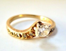 L K Beautiful Solid 14K Yellow Gold Diamond Engagement RING 0.25ctw size 4.5