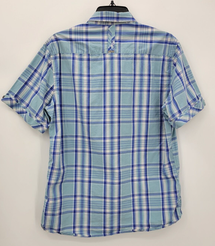 7 Diamanten Hemd Herren groß blau kariert Kurzarm Knopfleiste Taschen adrett - Bild 2 von 9