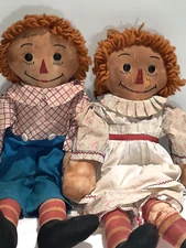 Antique Homemade Handmade Folk Art Raggedy Ann & Andy Dolls