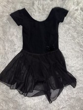 MDmMD girls sz. 120 (6/7) black leotard w/ skirt and bow. Cute, great quality