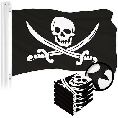 Pirate Jolly Roger 3x5 Ft, 5-Pack Embroidered Heavy Duty Swords Flag Polyester