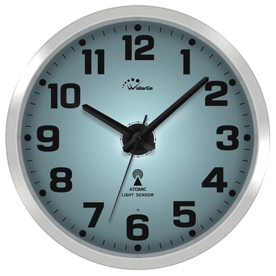 WallarGe Atomic Wall Clock with Night Light - Silent Lighted up Wall Clock Gl...