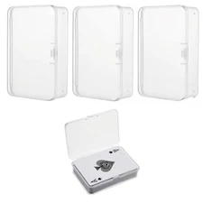 3 Transparent Plastic Card Case Holds Poker Size Playing Cards with Tuck Box