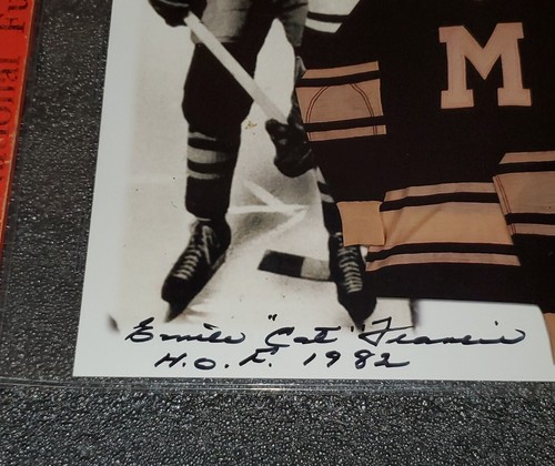 EMILE PERCIVAL FRANCIS HOF MONTREAL MAROONS SIGNED 8X10 PHOTO THE CAT NHL NYR ++ - Picture 2 of 13