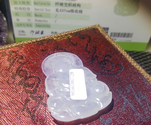 Natürlicher unbehandelter Klasse A ICY Jade Guan Yin Anhänger US-Verkäufer - Bild 4 von 5