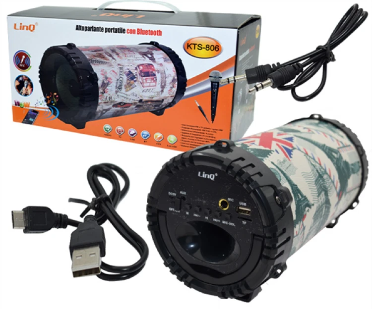 ALTOPARLANTE SUBWOOFER PORTATILE 4 POLLICI LINQ BLUETOOHT KTS-806 RADIO MP3 AUX - Immagine 2 di 3