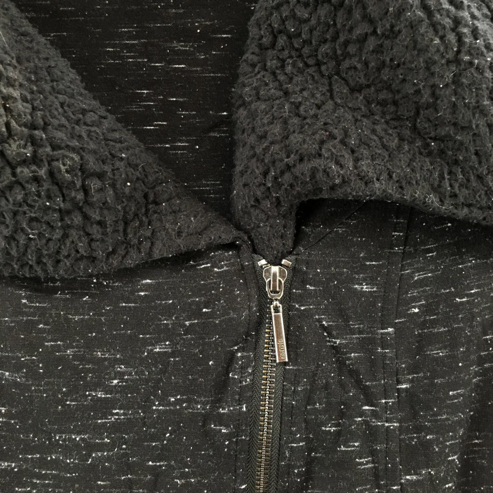 Suéter Kensie Cremallera Completa Para Mujer 2X Negro Imitación Piel de Oveja Cuello Bolsillos Informal Foto 4 de 4
