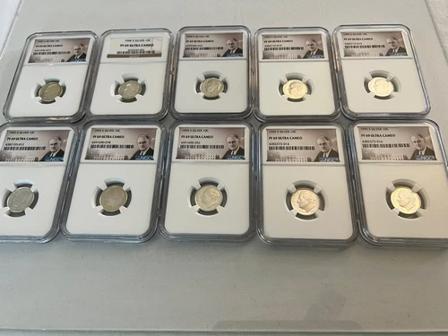 1992,1995,1996,1999-S SILVER ROOSEVELT DIME (10 COINS) NGC PF69 ULTRA CAMEO