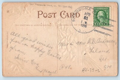 DPO (1844-1933) Shabonna Grove IL Postcard Easter Holy Cross Flowers Embossed