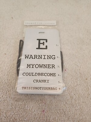 Inventive Travelware White Luggage Tag ''E Warning  My Owner Could..'' box 356