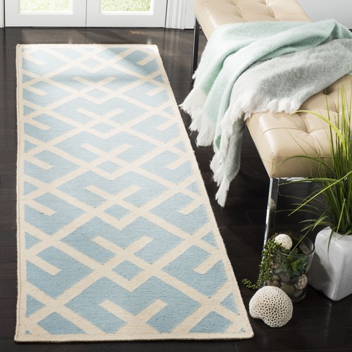 SAFAVIEH Dhurries DHU552B Light Blue / Ivory Rug - Picture 3 of 24