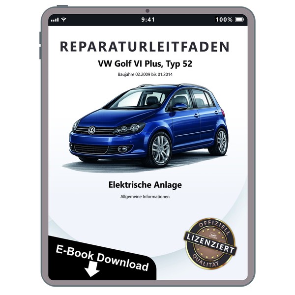 VW Golf 6 Plus Typ 52 2009-2014 Allgemeine Infos Elektrik Werkstatthandbuch PDF-image