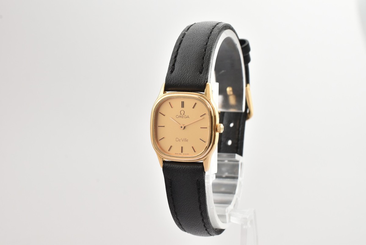 Vintage 1986 Omega De Ville Cal.1450 Gold Dial Quartz Square