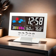 Weather Station Wireless Indoor Outdoor Thermometer,Alarm Clock white 