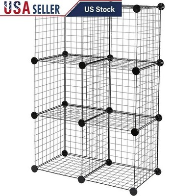 Modular Cube Storage Shelves Durable Wire Grid Organizer Toys Books Shoes New