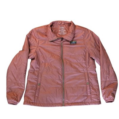 LL Bean Women's Petite LARGE Down Filled Puffer Coat Jacket Peach Lightweight