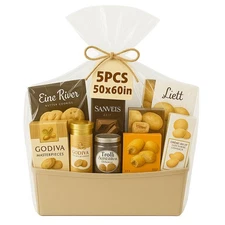 5 PCS Extra Large Cellophane Wrap For Gift Baskets 50x60 Inches Jumbo Clear