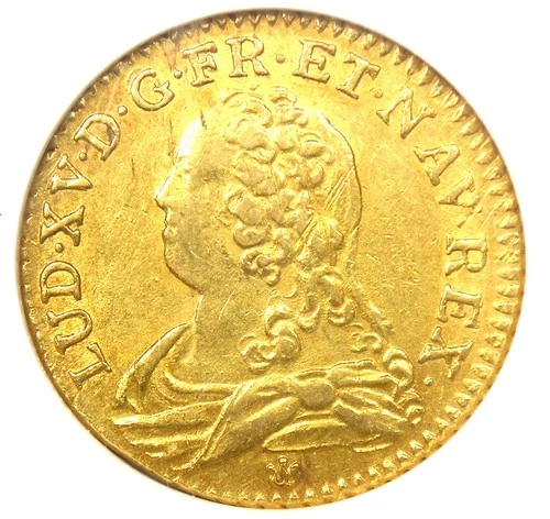 1726-D France Louis XV Louis d'Or 1L'OR Coin - Certified NGC MS61 (BU UNC)