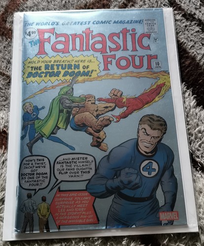 FANTASTIC FOUR # 10 NM 2025 SCARCE JACK KIRBY FACIMILE FOIL VARIANT ! STAN LEE !