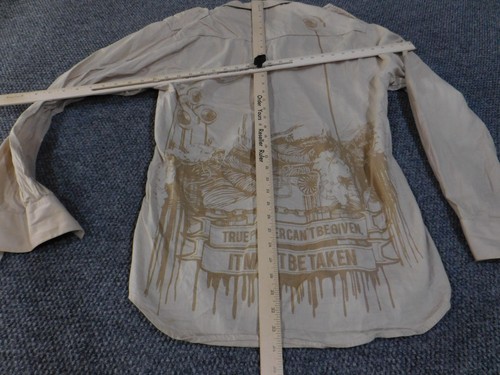 Artful Dodger Shirt Mens Large Beige Graphic Long Sleeve Button Up Streetwear - Picture 16 of 18