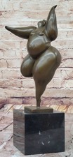 Classic Voluptuous Woman by Milo Bronze Marble Base Sculpture Abstract Figure