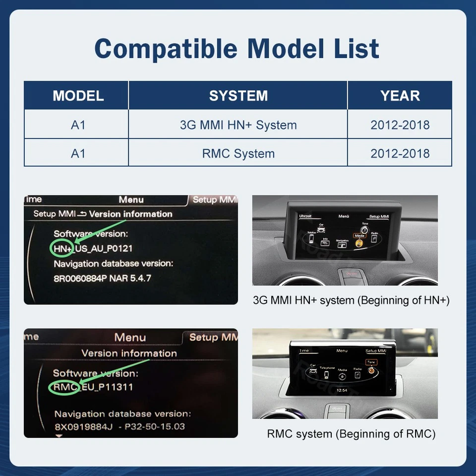 Pantalla táctil automática Android Carplay inalámbrica de 12,3" ultrafina para Audi A1 2012-2018 Foto 3 de 4