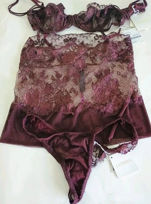 La Perla Lace Lingerie 3 Piece Set in Wine Color Sz XS New w/Tags FREE SH - Image 1 of 4