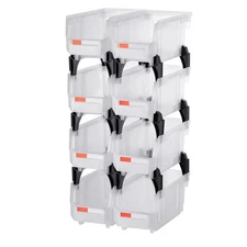 8-Pack 10.9x5.5x5.1in Transparent Stackable Plastic Storage Bins