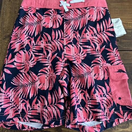New Tommy Bahama Swim Trunks Boys Medium Board Shorts Tropical Leaf Hidden Shore - Picture 1 of 5