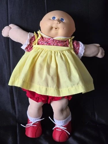 VTG Cabbage Patch Kids BALDIE BALD DOLL Blue Eyes Paci Face Clothes & Shoes LOT