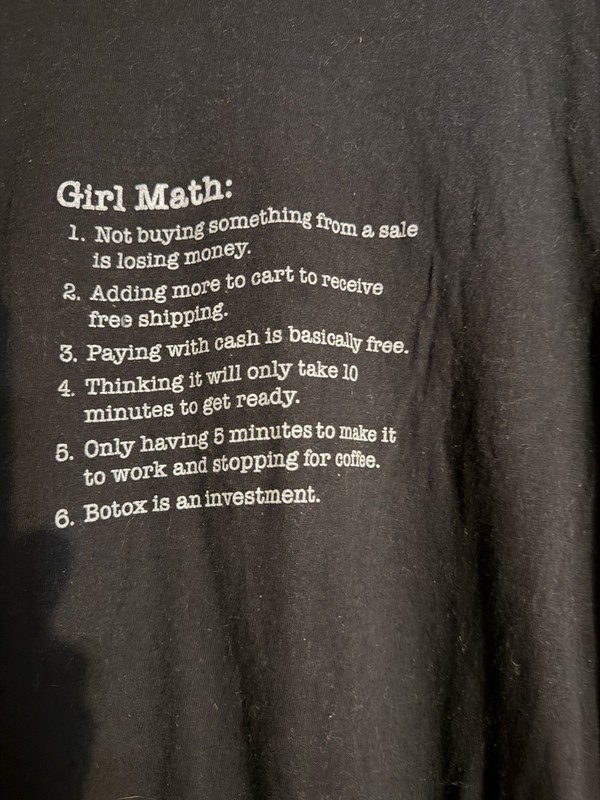 Southern Bliss Girl Math Graphic Print Black Crew Neck T-Shirt Men s XXL