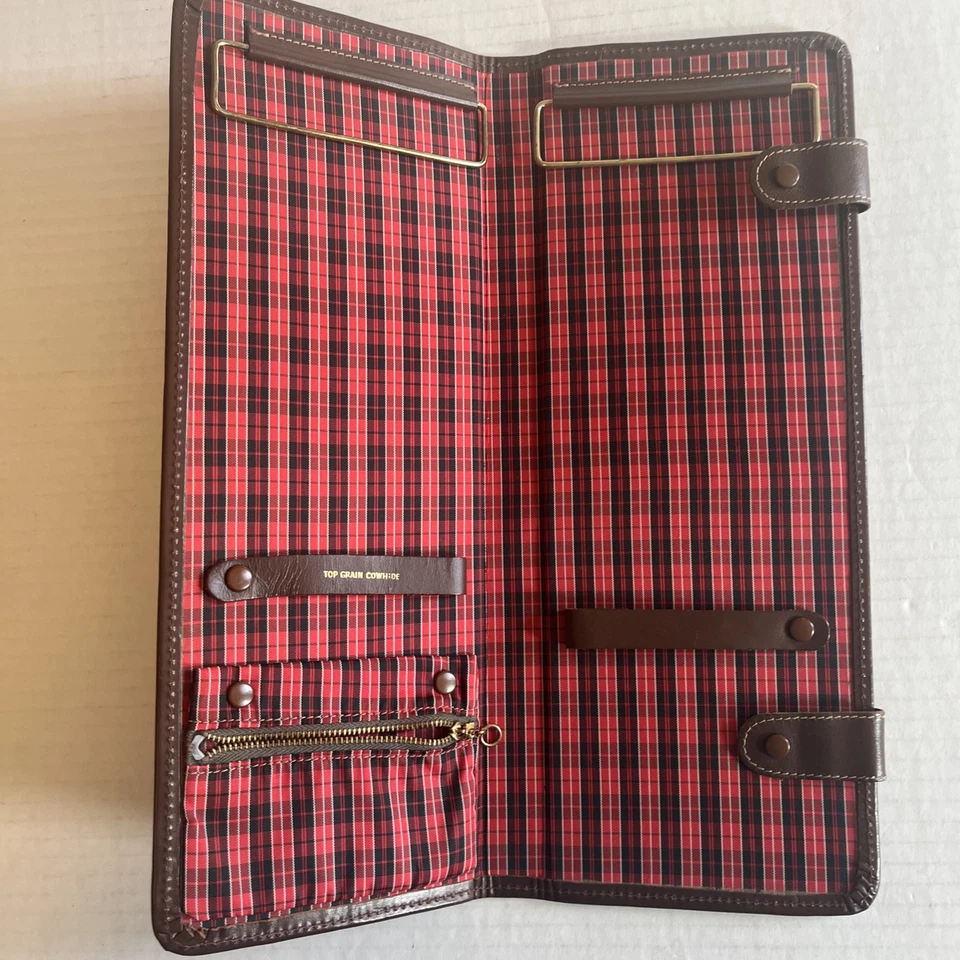 Estuche con soporte para corbata de viaje vintage para hombre grano superior cuero de vaca genuino cuero marrón Foto 3 de 4