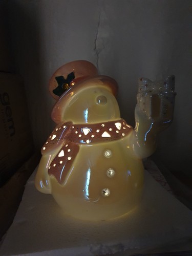 Glitzer Schneemann LED Figur Weihnachtsdeko Leuchtschmuck 37 cm - Bild 2 von 8