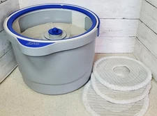 Quickie Spin Mop Replacement Bucket Gray Round w/ 3 Mop Pads Cleaning System
