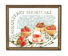 Strawberry Shortcake Home Kitchen Recipe Cafe Wall Picture Gold Framed Art Print