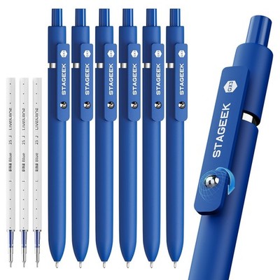 STAGEEK Blue Gel Pens GX3, 6Pcs Quick Dry Blue Ink Pens with 3 Extra Refills,...