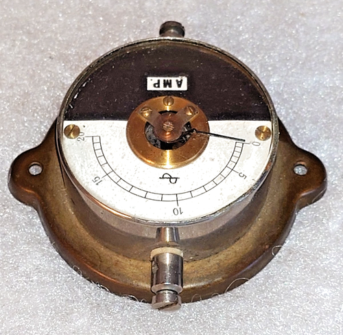 Amperometro strumento rotante 1900 vintage da collezione - Foto 3 di 6