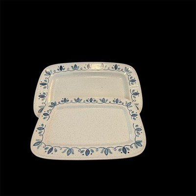 2 - Metlox Poppytrail MCM Cape Cod Pattern Blue Serving Platters Vtg Rare EUC