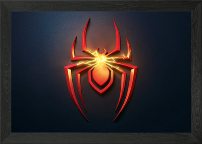Miles Morales' Electric Spider Embl gerahmtes Wandbild Poster Leinwanddruck Bild