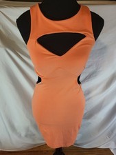 Vintage Bebe USA Y2K Orange Bodycon Cut Out Dress XS