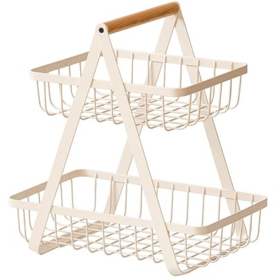   2 Tier Countertop Fruit Basket Bowl for Kitchen, Kitchen Counter Metal Wire...