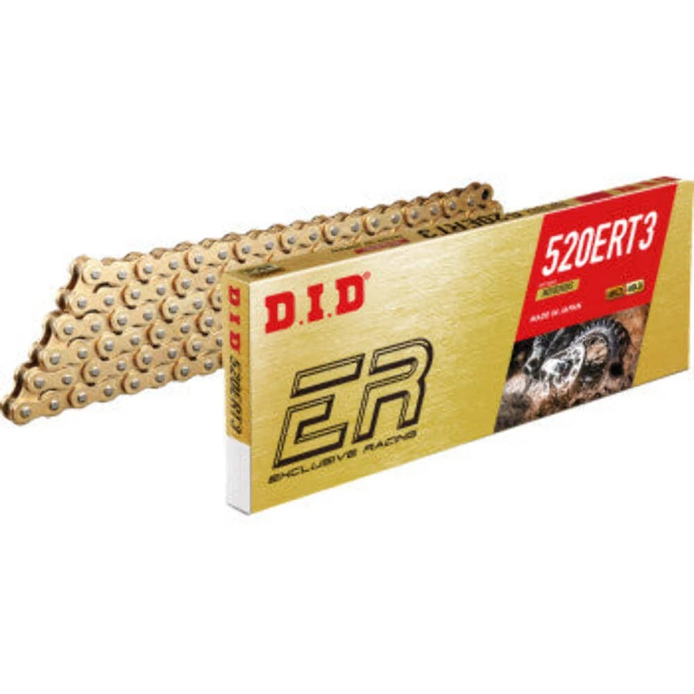 DID 520 ERT3 Series Motocross Chain 120 Links Gold with Clip Master Link