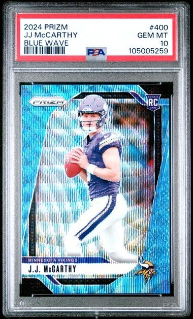 2024 Prizm JJ McCarthy Blue Wave Rookie 54/230 PSA 10 Vikings #400